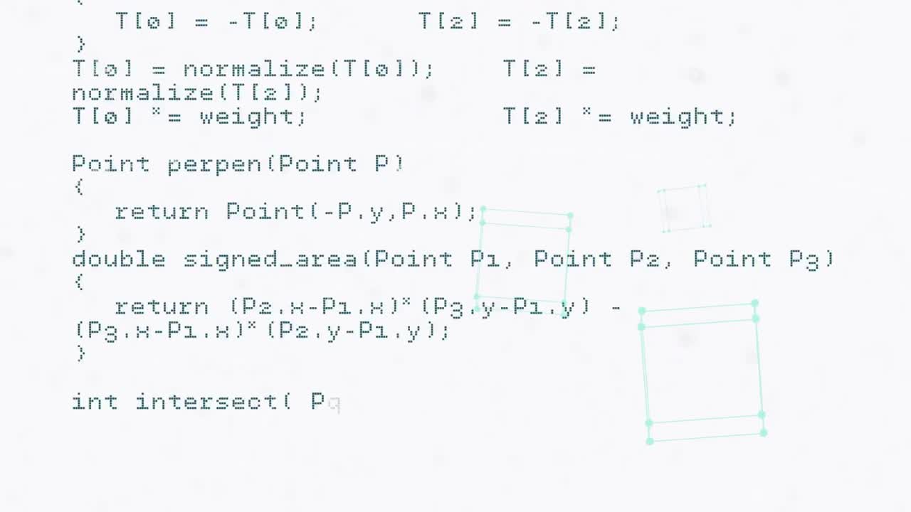 Animation of computer code processing on white background
