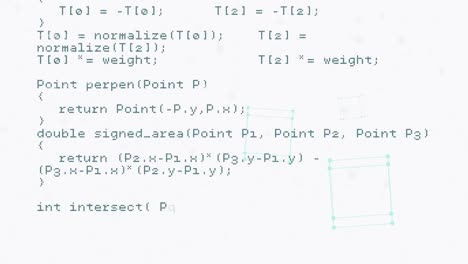 animation of computer code processing on white background