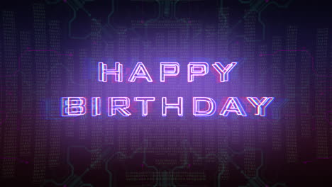 Digitaler-Happy-Birthday-Text-Mit-Cyberpunk-Matrix-Und-HUD-Elementen