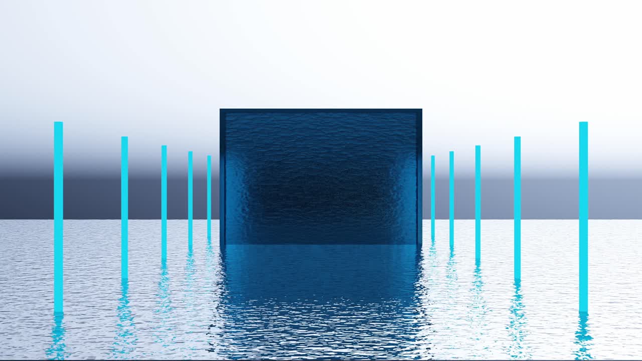 미니멀한 설정에서 추상적인 파란색 기하학적 모양