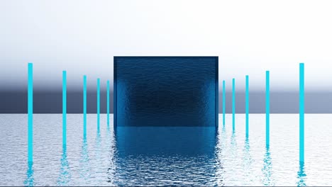 formas geométricas azules abstractas en un entorno minimalista