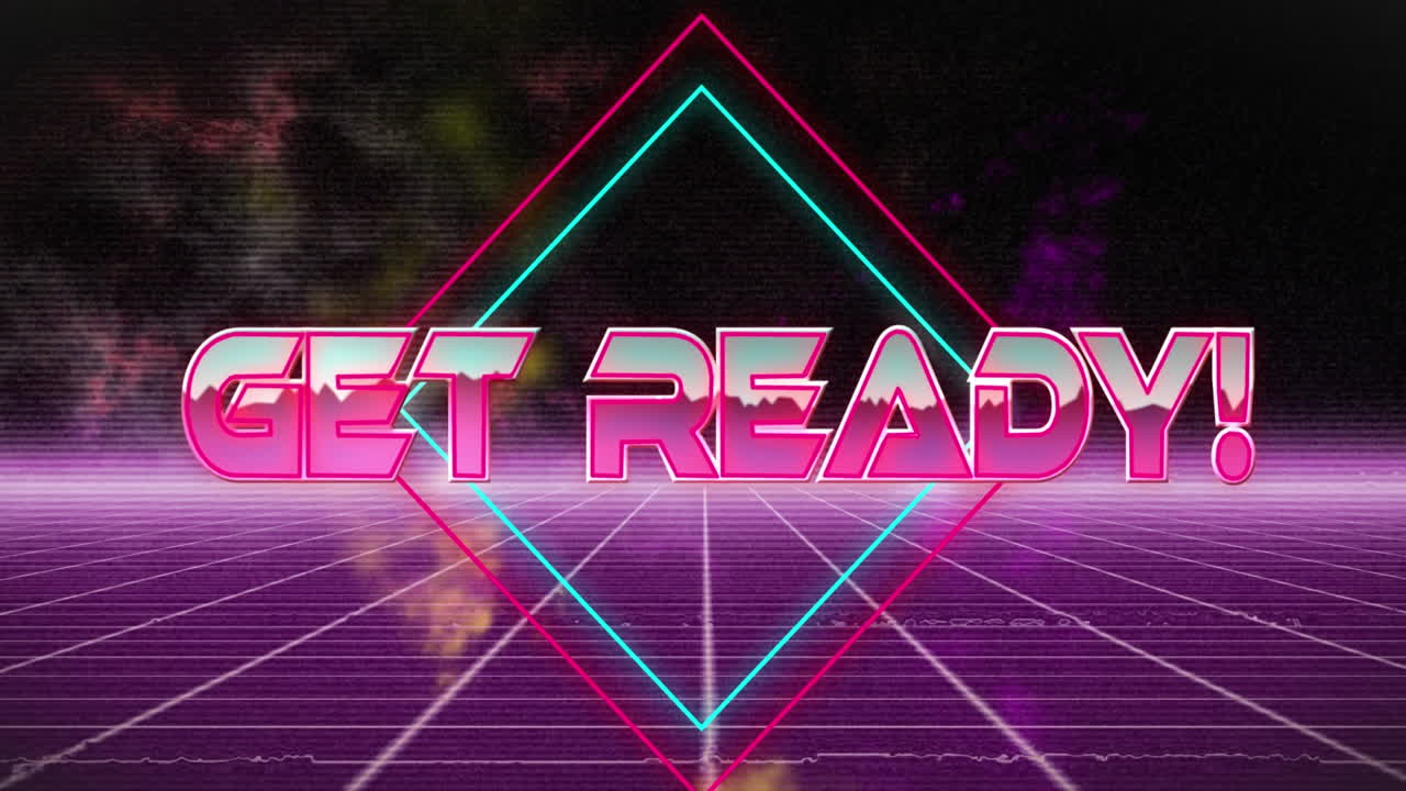 Animation of get ready in digital abstract space