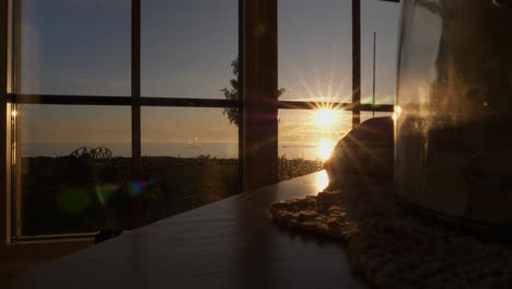 timelapse view from cabin of sun setting over the horizon