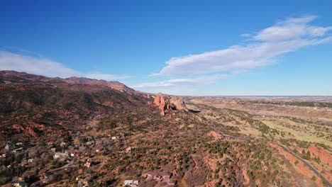 Rock-Formations-And-Buildings-Near-Garden-Of-The-Gods-In-Manitous-Springs,-Colorado