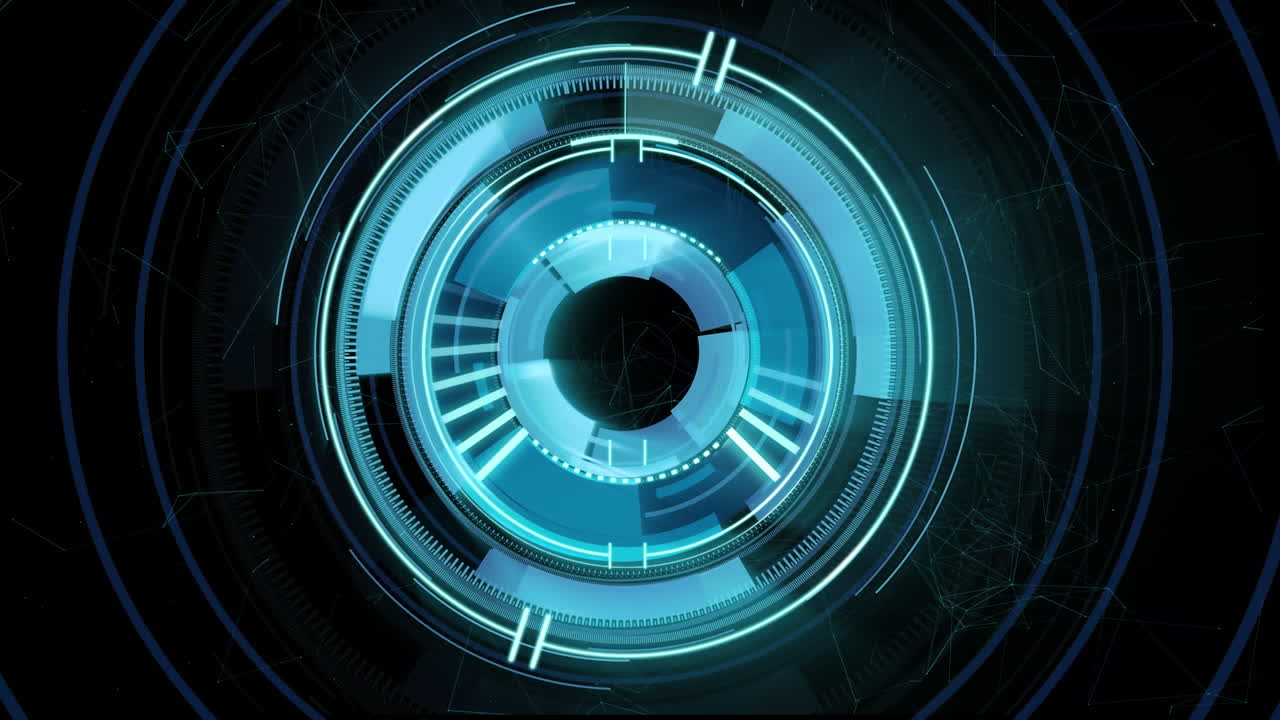 Animation of scope scanning and data processing over dark background