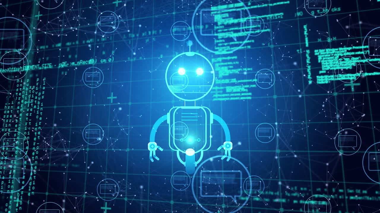 Animation of ai chatbot icon and data processing