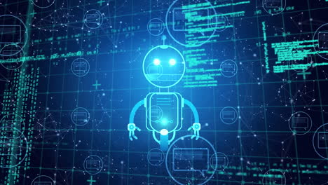 animation of ai chatbot icon and data processing