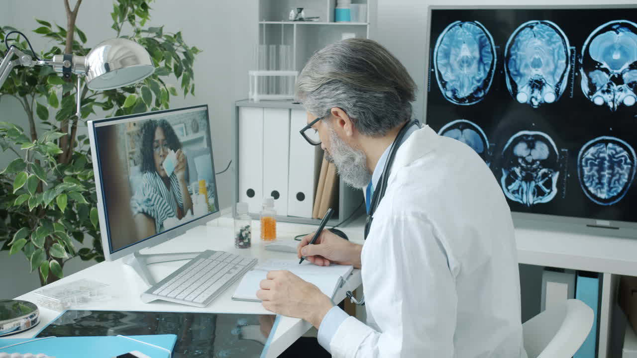 Doctor conducting a video consultation with a patient