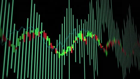 animación del procesamiento de datos financieros sobre un fondo negro
