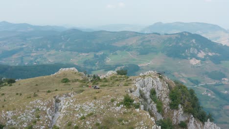 breathtaking aerial view of the mountain mucanj on an overcast day