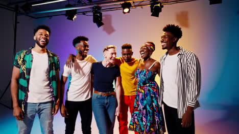 diverse group of happy friends laughing together
