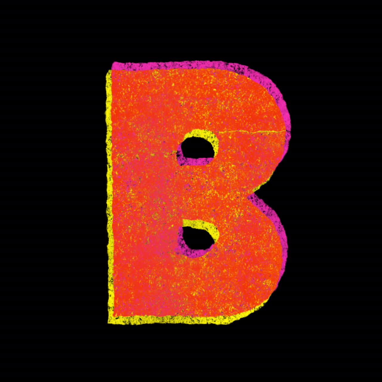 Lettera B Colorata e Texturizzata su Sfondo Nero