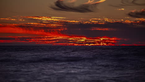 timelapse shot of majestic sunset over cloudscape sky over the sea water