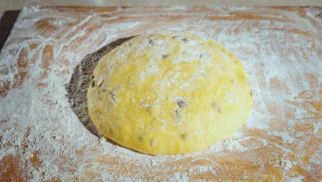 The-Dough-Is-Rising-Dough-With-Raisins-For-Homemade-Baking