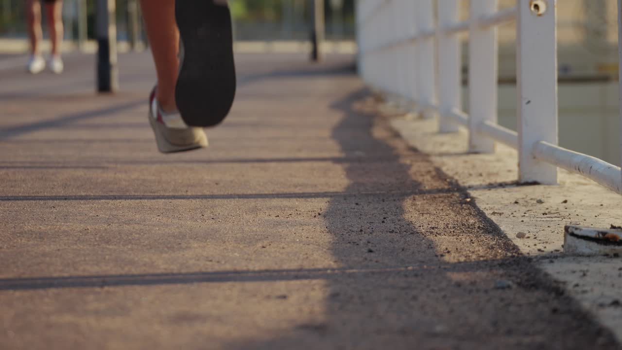 People Running on a Bridge