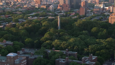 aerial view of fort greene park at sunrise. shot in brooklyn.
