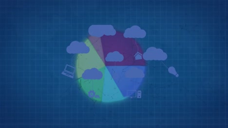 Animation-Von-Wolken-Mit-Symbolen-über-Dem-Diagramm