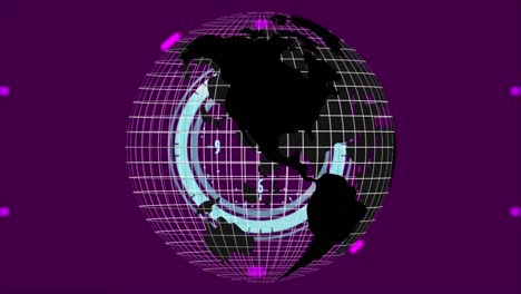 Animation-of-scope-scanning-with-globe,-data-processing-and-network-of-connections