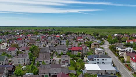 panorama view of a residential area with traditional houses in an eastern european suburb