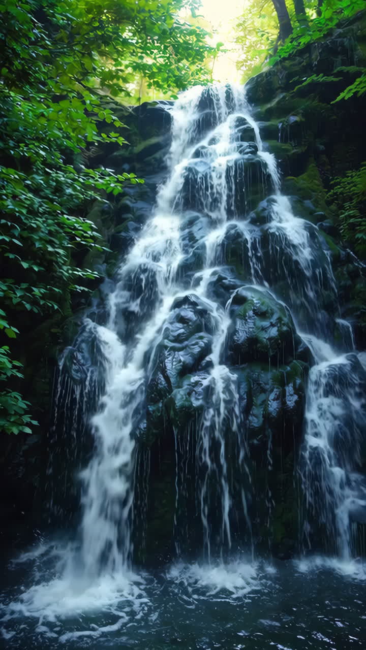 hermosa cascada en un bosque exuberante