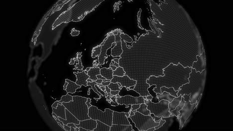 belarus country alpha for editing data analysis technology globe rotating, cinematic video showcases a digital globe rotating, zooming in on belarus country alpha for editing template