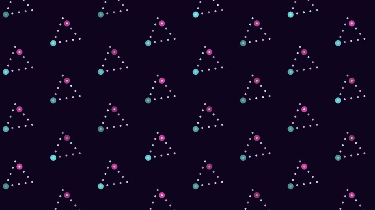 Motivo a pois vivace viola e verde su sfondo nero