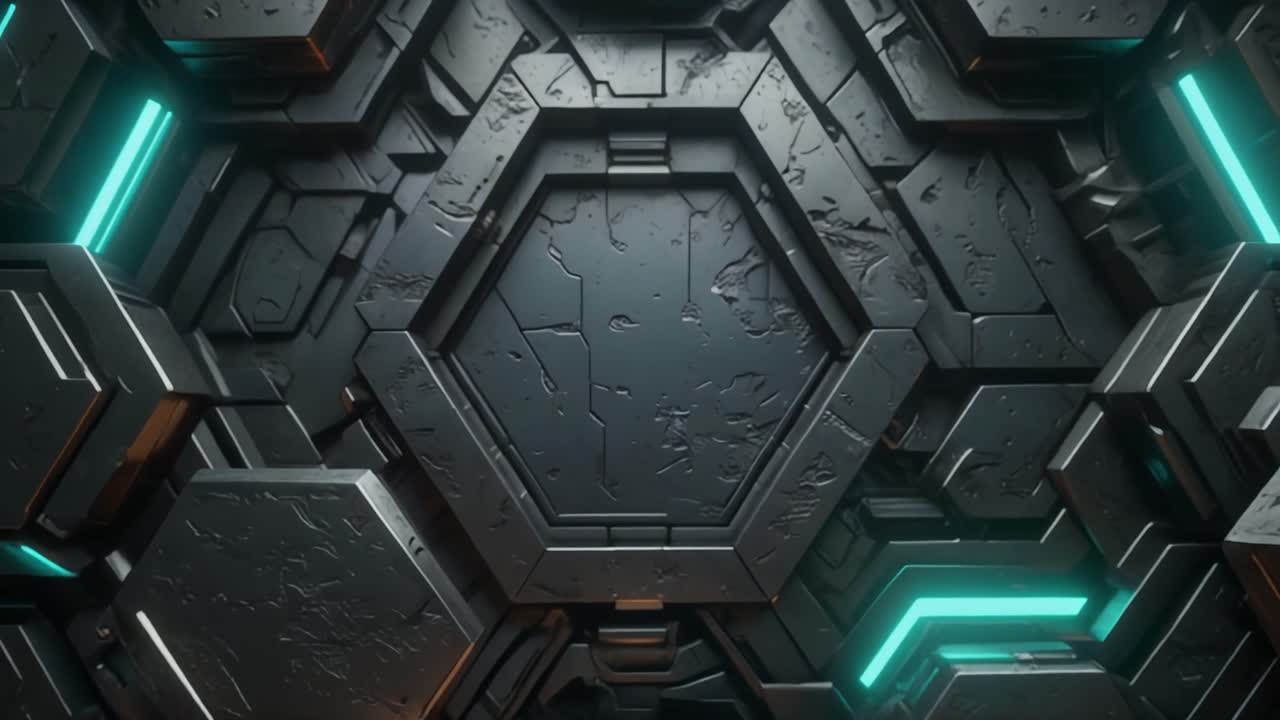 Futuristisk abstrakt heksagonbaggrund med glødende cyanlys