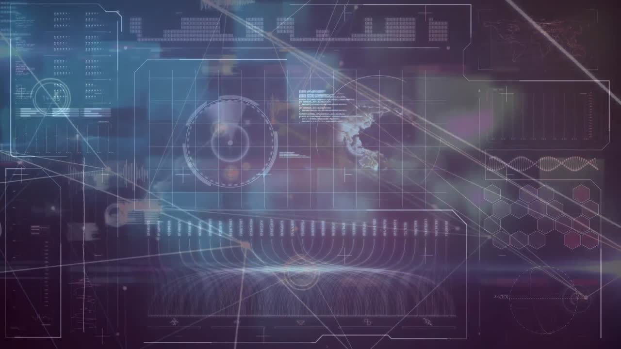 animación del procesamiento de datos y la red de conexiones en todo el mundo sobre fondo negro