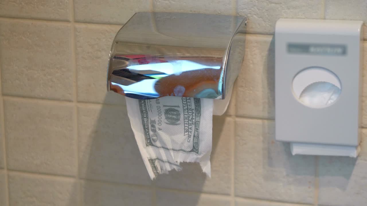 달러 화장실 종이 4k 느린 모션 60fps