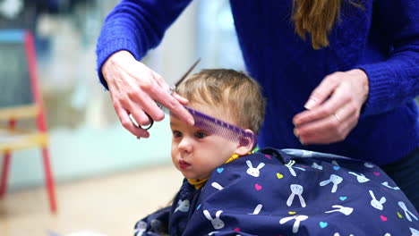 baby getting a haircut