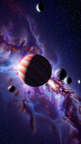 vibrant planets and nebulae in deep space