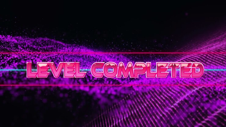 Animation of game over text over geometrical moving shapes and fireworks