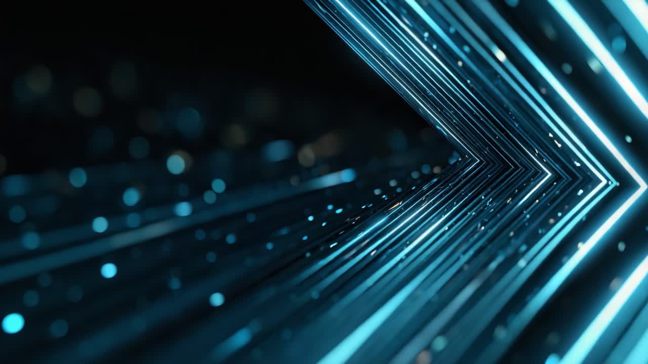 Dynamic Blue Arrows of Light: A Stunning Visual Journey Through a Shimmering Tunnel of Brightness Highlighting Depth and Perspective in Motion