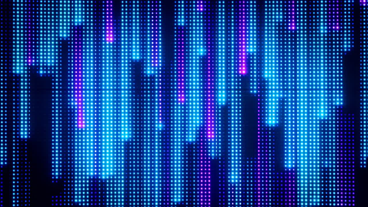 Dynamic Blue and Purple Digital Grid with Falling Lights