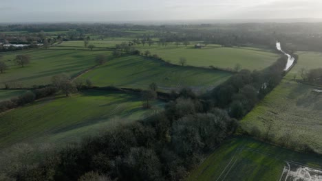 Warwickshire-Winterluftlandschaft-Grand-Union-Canal-Großbritannien