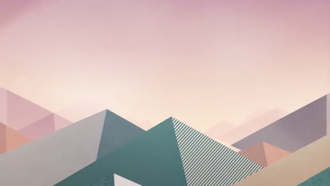 Abstract Geometric Pastel Mountain Landscape Illustration