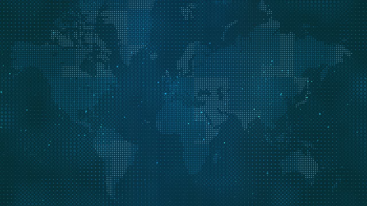Dynamic Particle Flow Over Dots Grid World Map Background