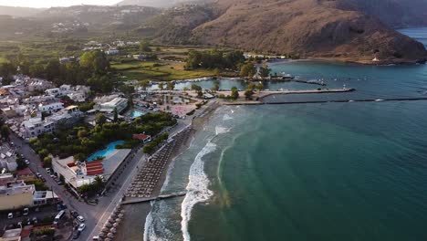 cozy coastal town of georgioupoli in crete island, aerial view