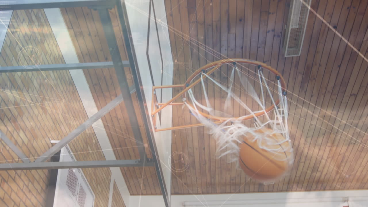 체육관에서 다양한 농구 선수 그룹을 통한 연결 네트워크의 활성화