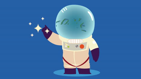 un astronauta lindo con un personaje de estrellas.