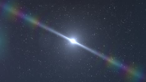 animación de luz blanca brillante sobre las estrellas en el cielo nocturno