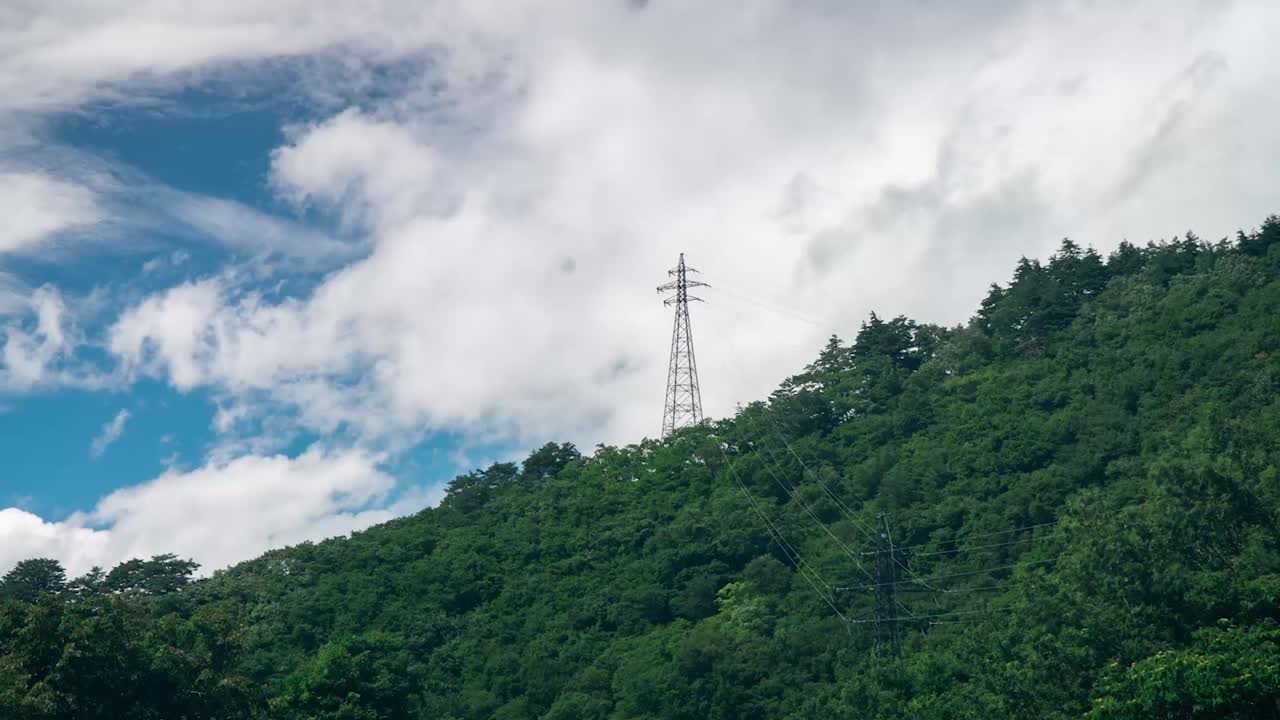 Electric cables running through the mountains