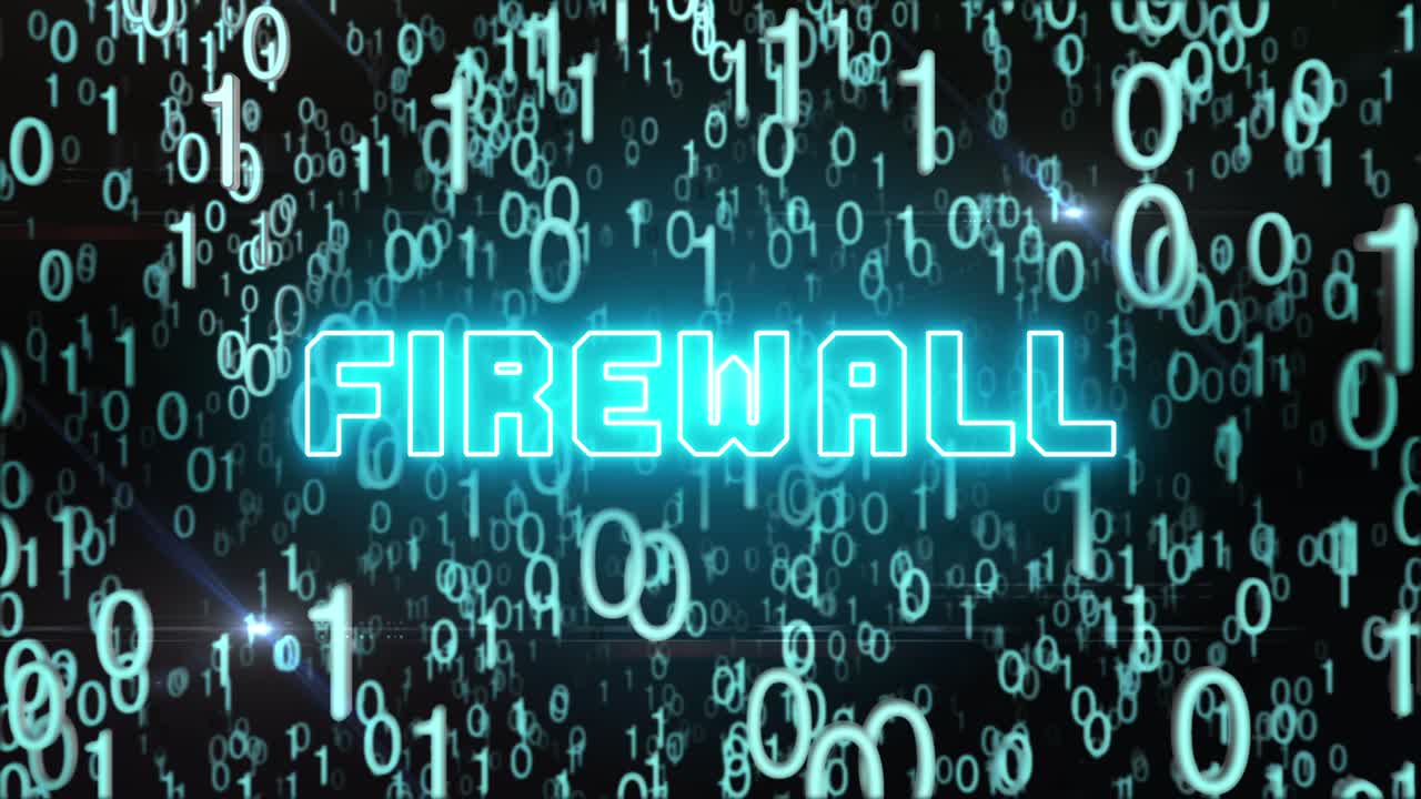 디지털 코드를 가진 파란색 방화벽 개념