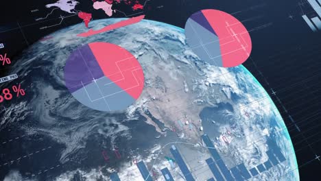 animación del procesamiento de datos y las estadísticas en todo el mundo