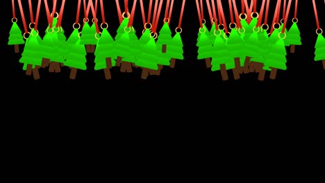 randomly swinging christmas tree isolated on black background. concept for christmas background.