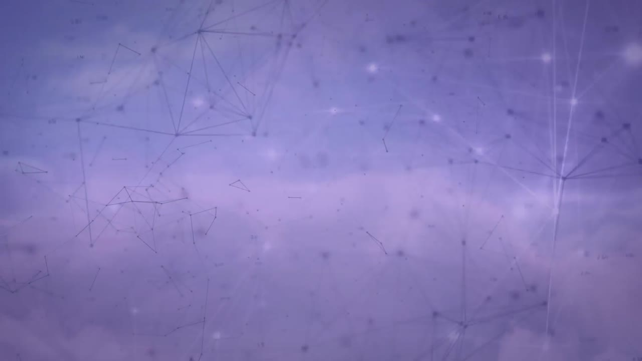 animación de la red de conexiones con luz brillante sobre fondo púrpura