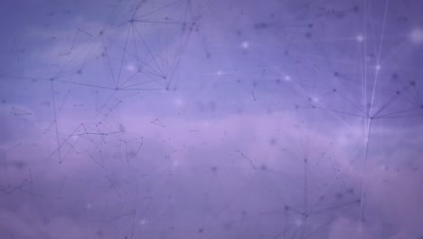 animación de la red de conexiones con luz brillante sobre fondo púrpura