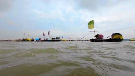 lots of boat stand on river wide view
