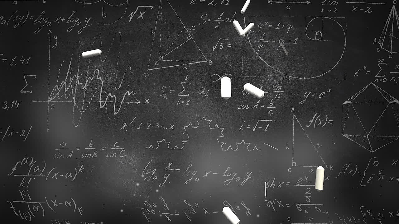 primer plano, fórmula matemática, y, elementos, en, pizarra, 6