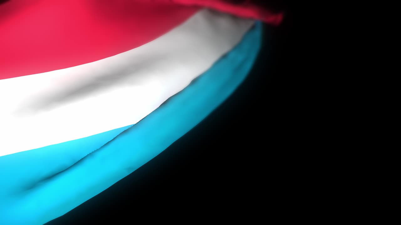 bandera de luxemburgo, animación 3d realista de la bandera ondeando. bandera de luxemburgo ondeando en el viento. bandera nacional de luxemburg. animación de bucle sin costuras. 4k de alta calidad, renderización 3d